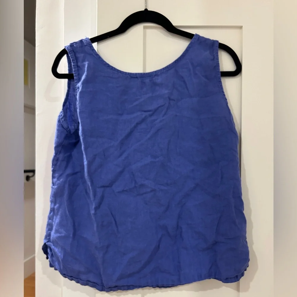 Heaven light blue 100% linen washable sleeveless summer tank tunic top shirt M - Picture 2 of 5